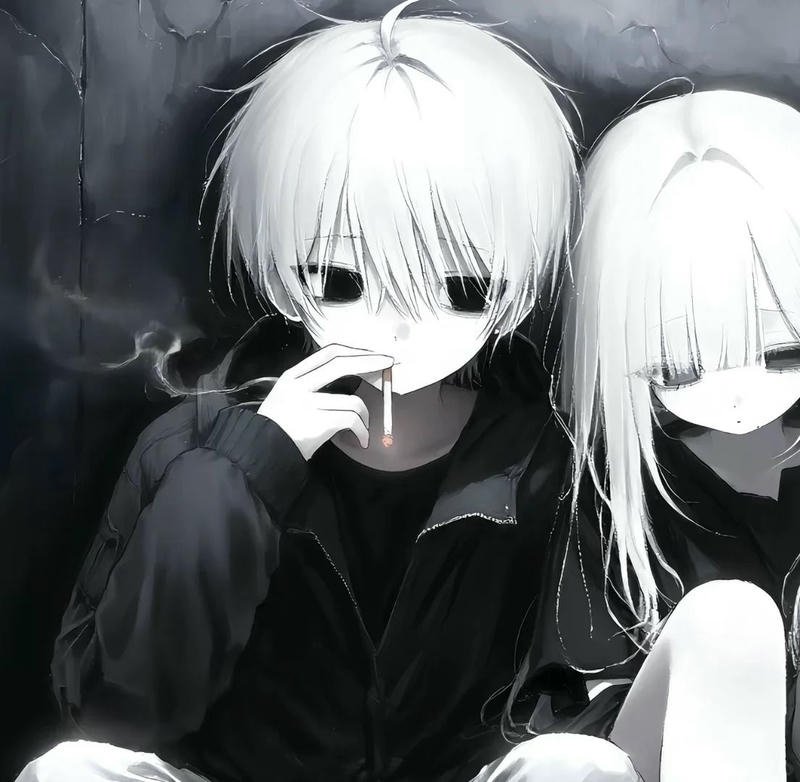 Ảnh anime cặp đôi đôi nhân vật tựa vai nhau nhẹ nhàng