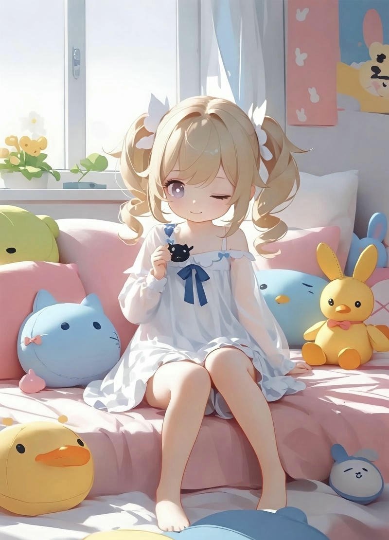 Ảnh anime cute cô gái tóc dài với váy dễ thương