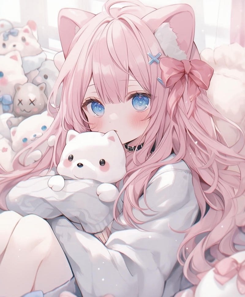 Ảnh anime cute nhân vật nữ với tai mèo đáng yêu