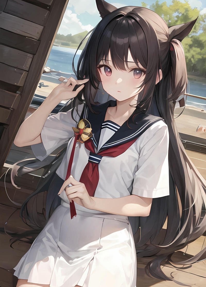 Ảnh anime nữ cô gái tóc đen dài với gương mặt xinh