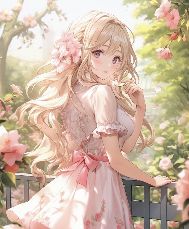 Ảnh anime nữ nhân vật nữ dễ thương với mái tóc hồng