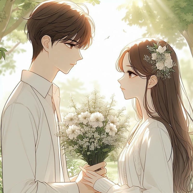 Ảnh cô dâu chú rể anime cô dâu và chú rể nhìn nhau