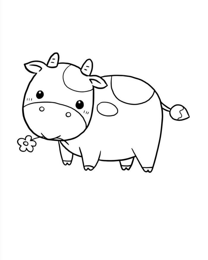 Ảnh con bò hình vẽ để tô màu