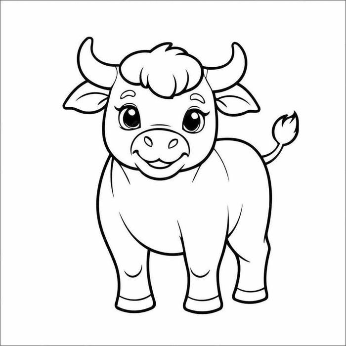 Ảnh con bò tô màu nét vẽ sinh động