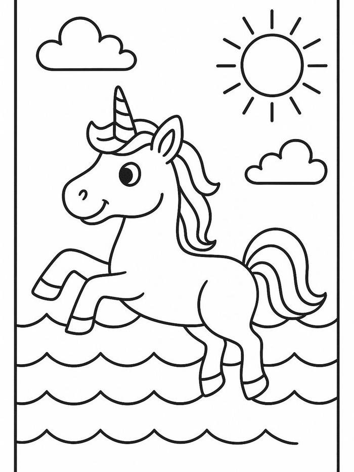 Ảnh con ngựa hình vẽ để tập tô