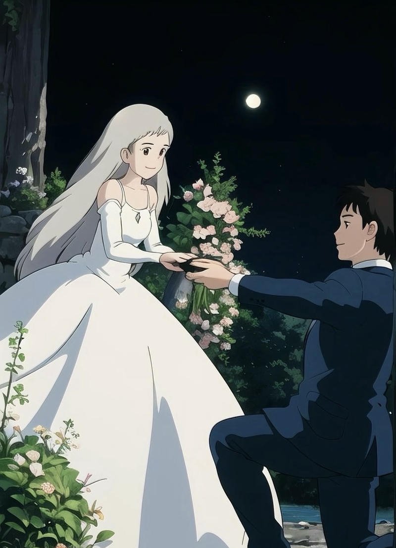 Ảnh cưới anime cặp đôi nam nữ trong lễ cưới