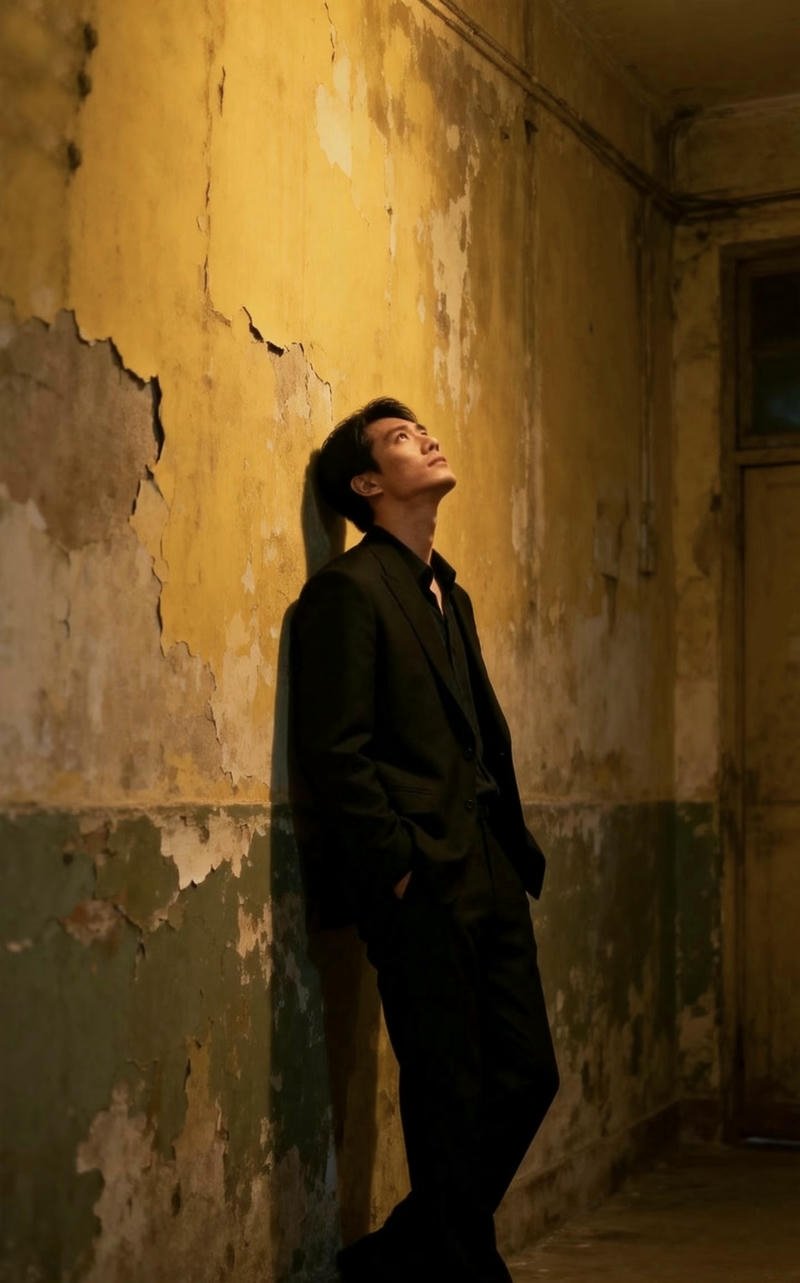 Ánh đèn đường chiếu lên mặt buồn của sad boy lạnh lùng