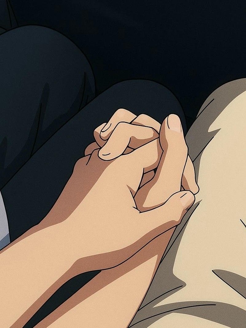 Ảnh nắm tay anime cặp đôi chạm tay