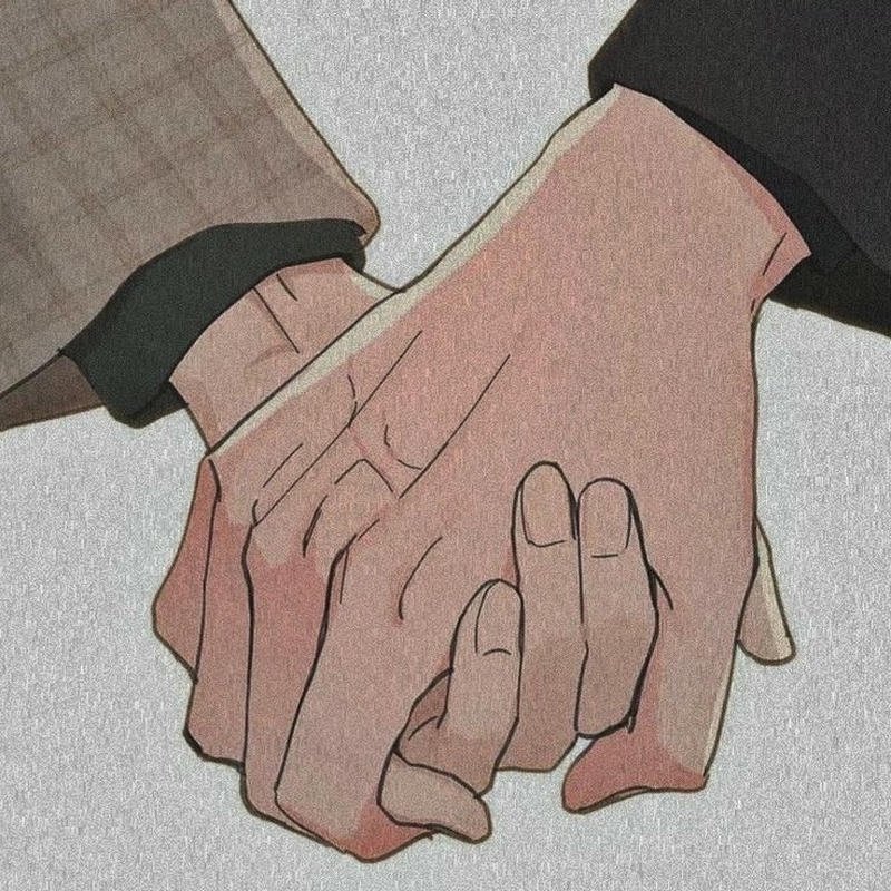 Ảnh nắm tay anime hai người chạm tay nhau nhẹ