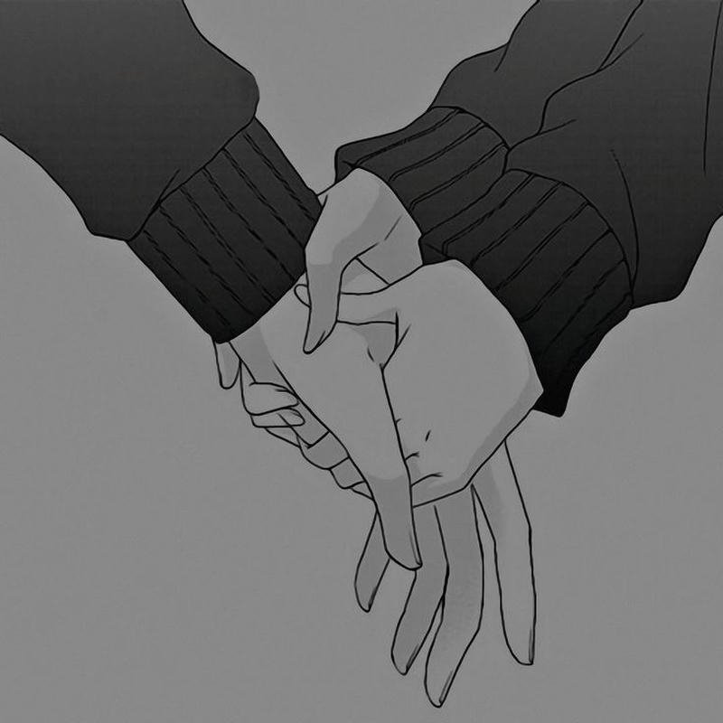 Ảnh nắm tay anime hai người giữ tay nhau trong khung hình