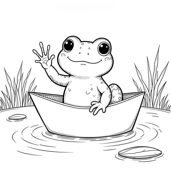 Ảnh tô màu con ếch minh họa đáng yêu