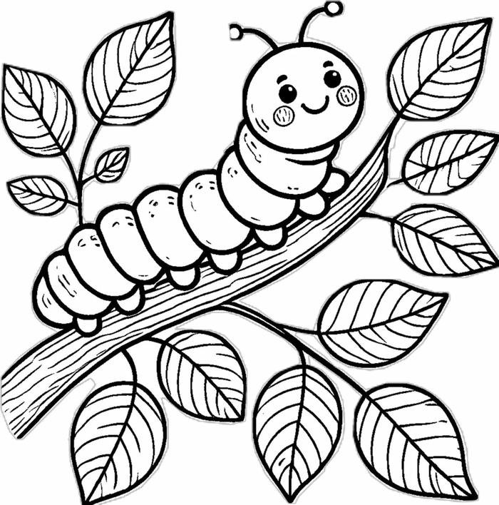Ảnh tô màu con sâu tranh vẽ ngộ nghĩnh