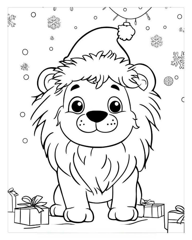 Ảnh tô màu sư tử hình khối dễ nhận diện