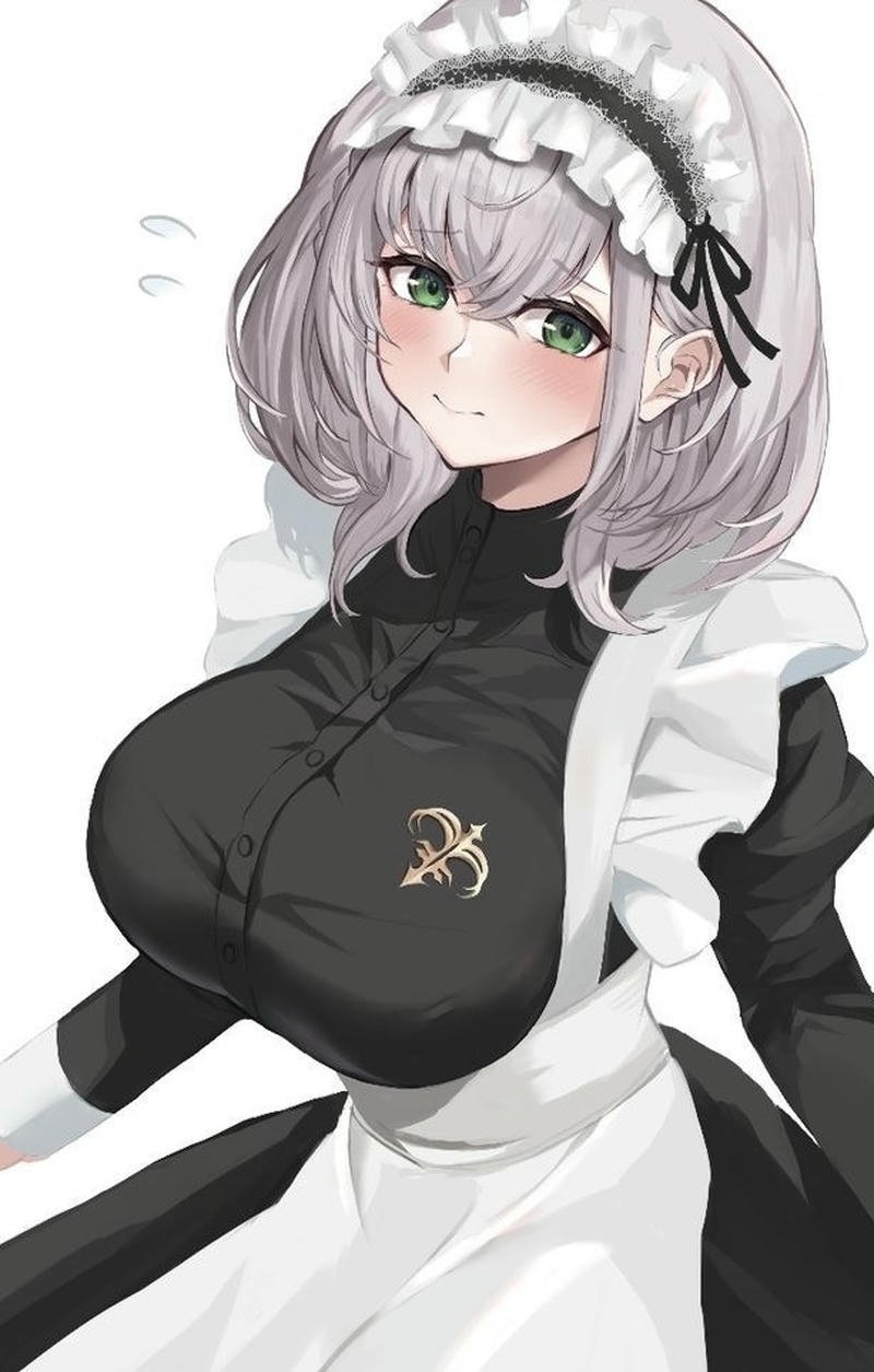 Anime mặc trang phục hầu gái với nụ cười dịu dàng