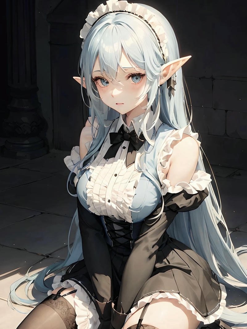 Anime nữ mặc trang phục phục vụ trong ảnh anime hầu gái