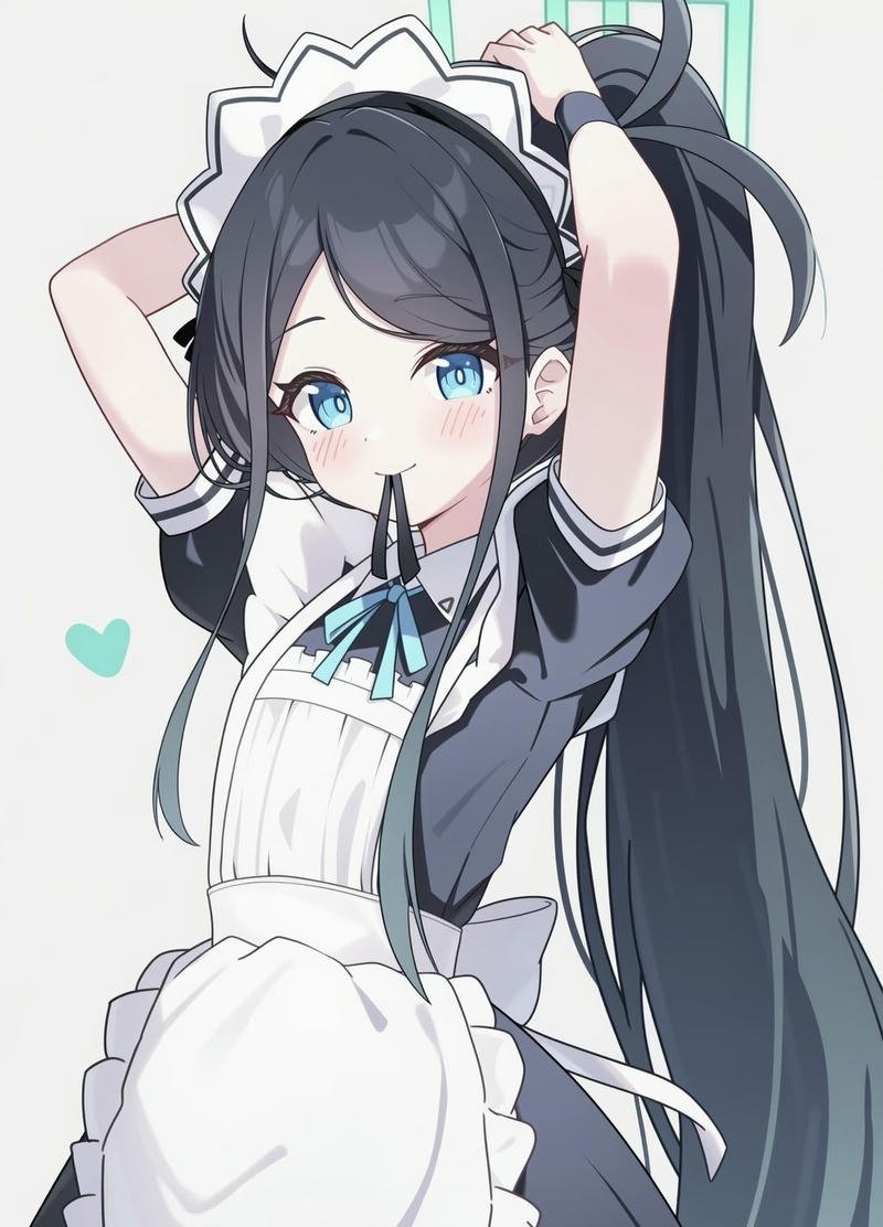 Anime nữ mặc váy hầu gái phong cách kawaii