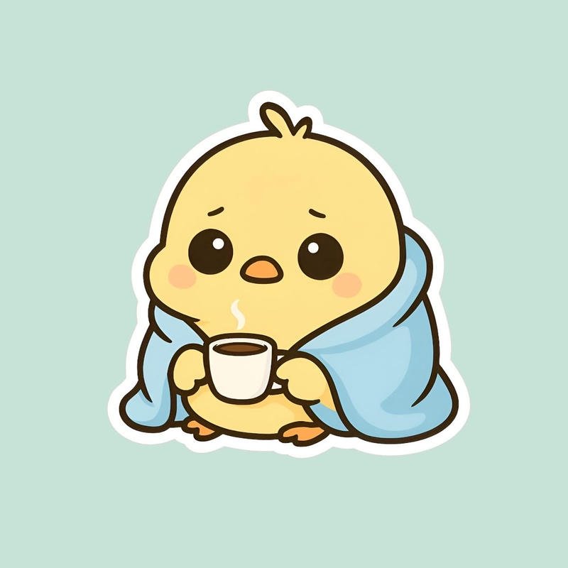 Biểu tượng chibi tròn xinh với biểu cảm nhẹ nhàng sticker cute