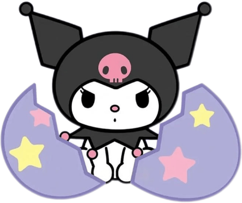 Biểu tượng đầu lâu đặc trưng trên nhãn dán Kuromi