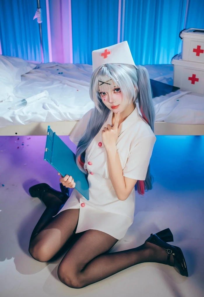Bối cảnh studio concept girl nurse dễ thương