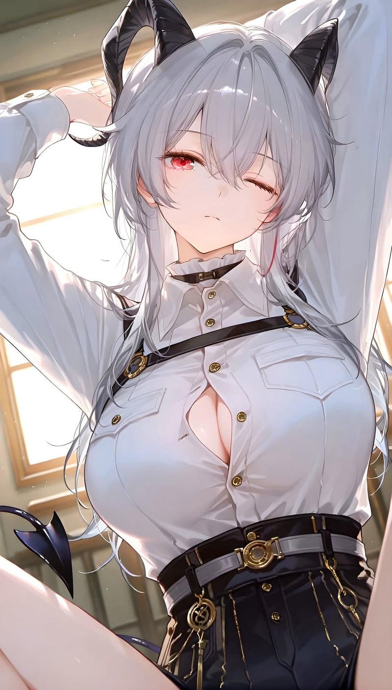 Bức anime nữ tạo dáng nhẹ nhàng vú to