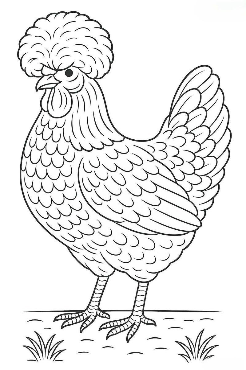 Bức họa gà tô màu biểu cảm sinh động tự nhiên