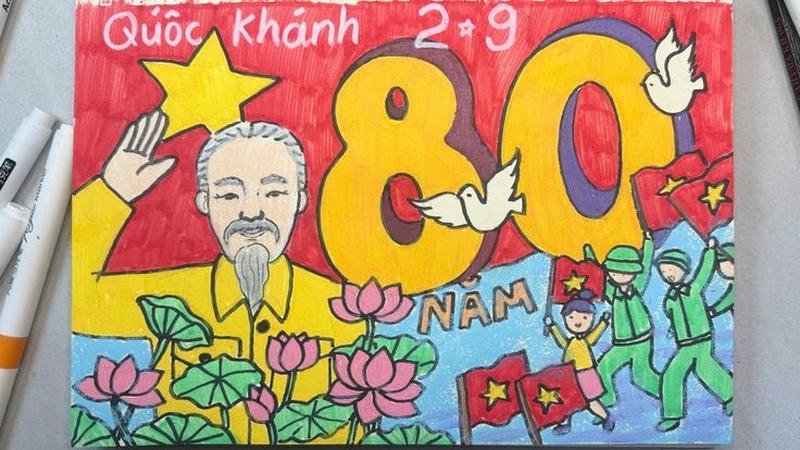 Bức họa quốc khánh thể hiện cảm xúc chân thực