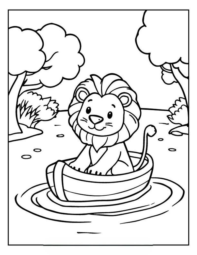 Bức họa sư tử tô màu chi tiết đơn giản dễ nhìn