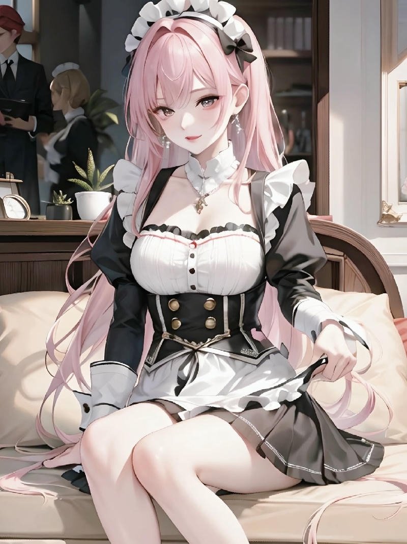 Bức tranh anime hầu gái với ánh sáng dịu nhẹ