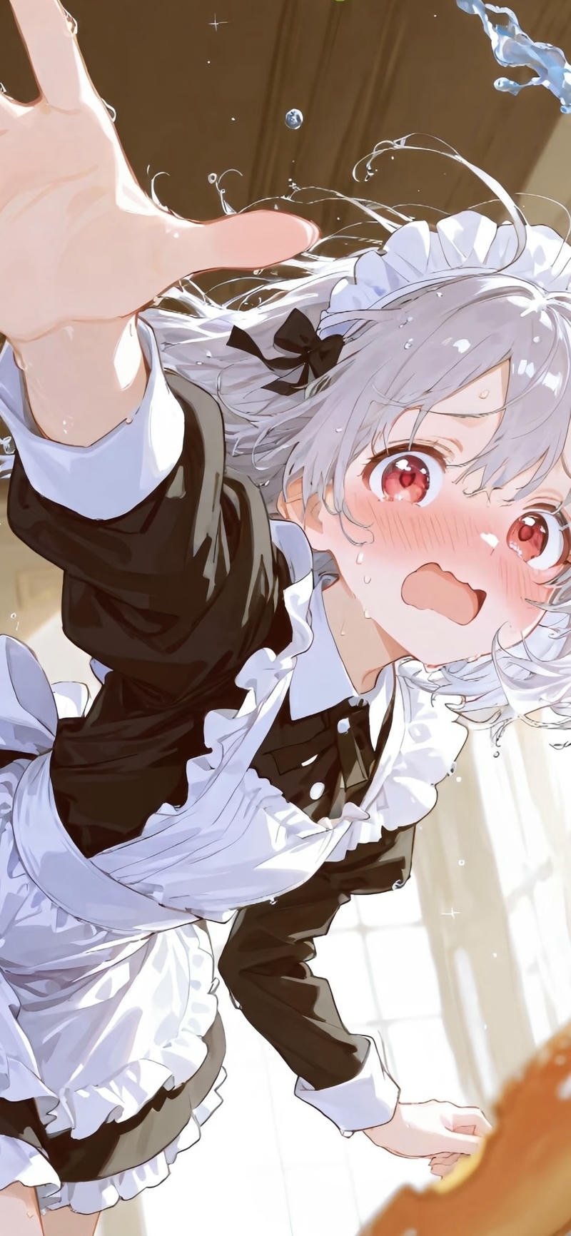 Bức tranh anime hầu gái với tông màu nhẹ nhàng