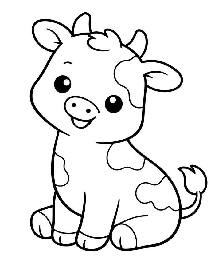 Bức tranh con bò tô màu minh họa rõ ràng