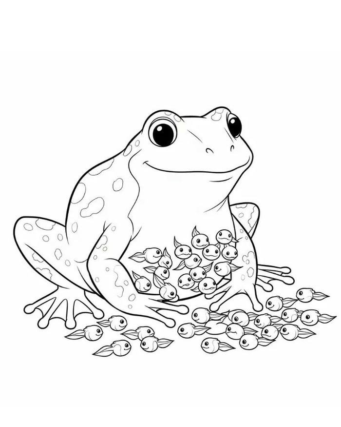 Bức tranh con ếch tô màu minh họa dễ thương