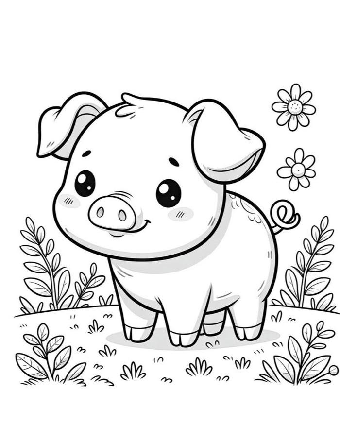 Bức tranh con heo dùng cho tô màu