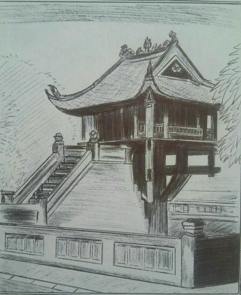 Bức tranh nghệ thuật chùa một cột đầy cảm xúc