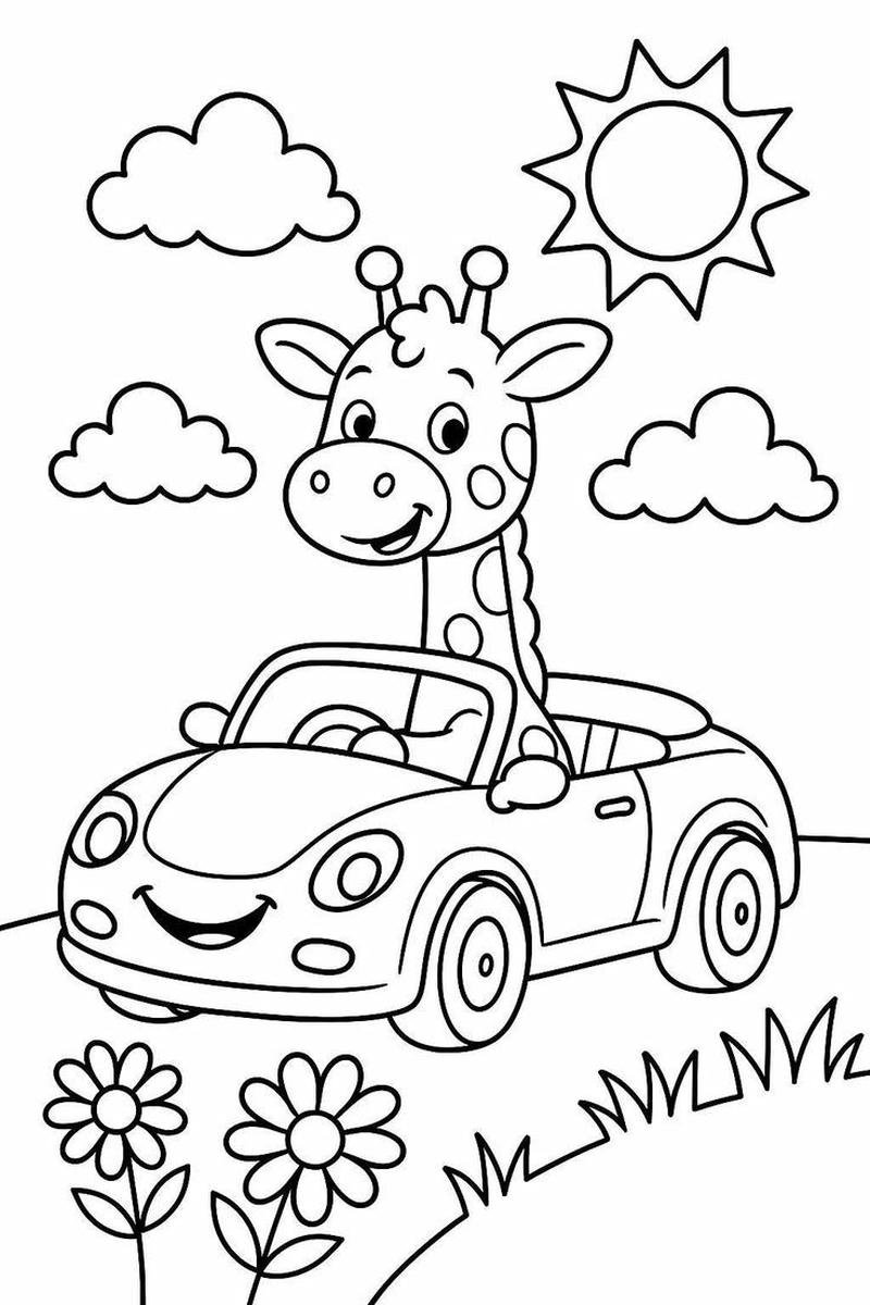 Bức tranh nghệ thuật hươu cao cổ tô màu tinh giản