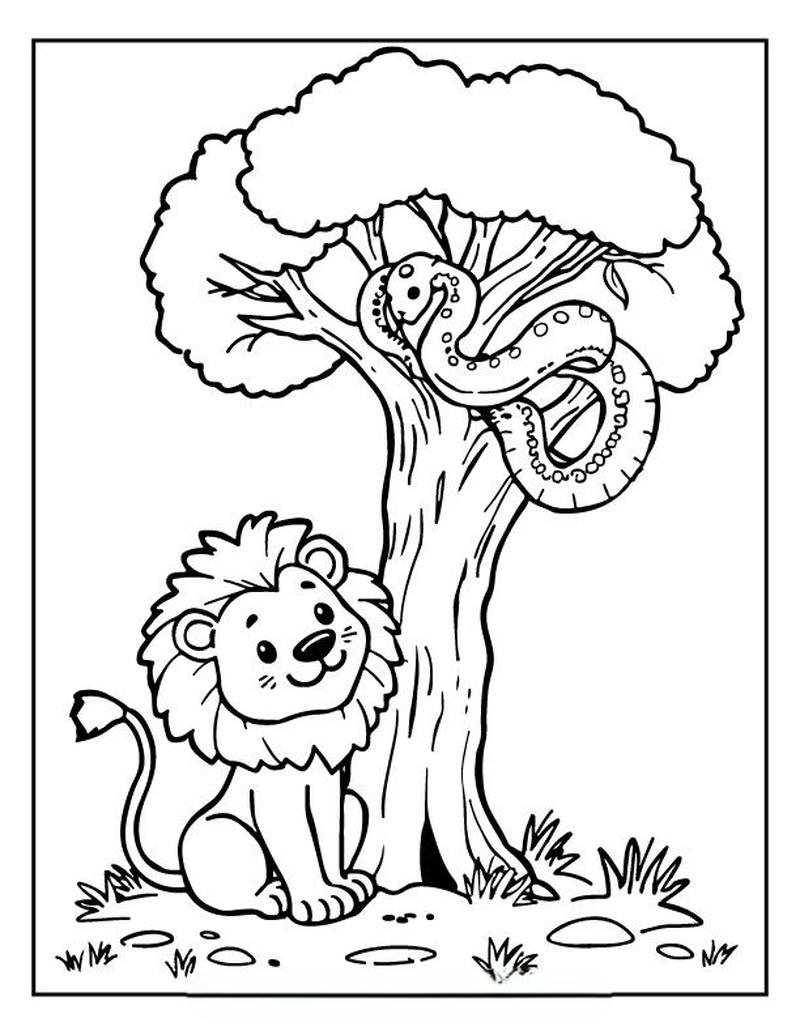 Bức tranh nghệ thuật sư tử tô màu đơn giản