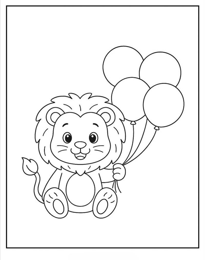 Bức tranh tô màu sư tử thiết kế đơn giản thân thiện