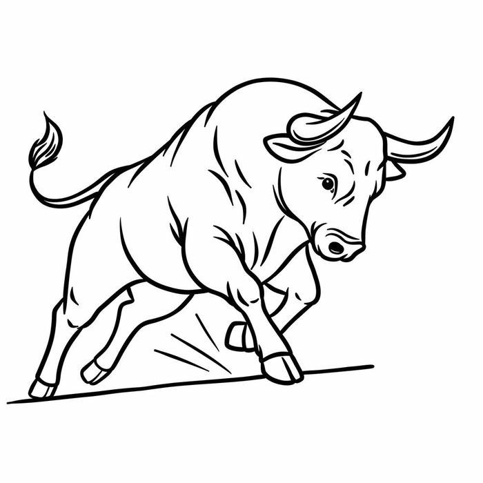 Bức vẽ con bò tô màu đường nét mềm mại
