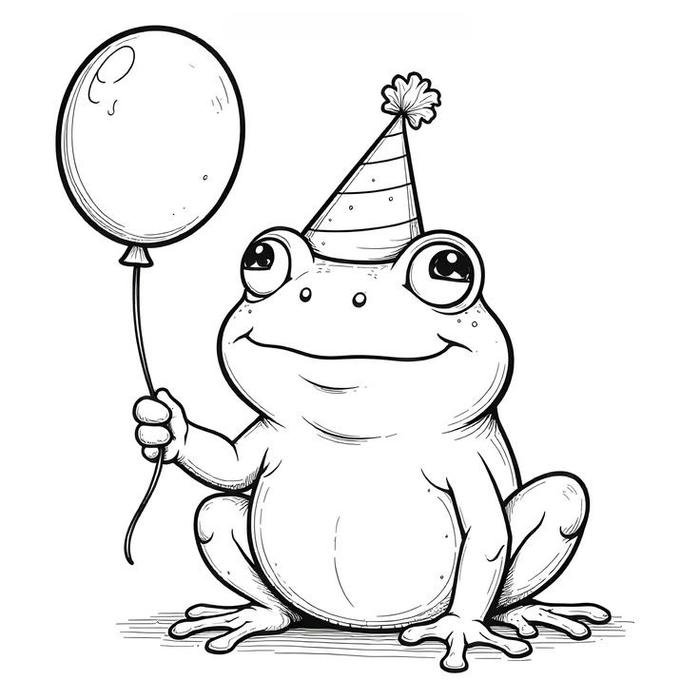 Bức vẽ con ếch tô màu đường nét mềm mại