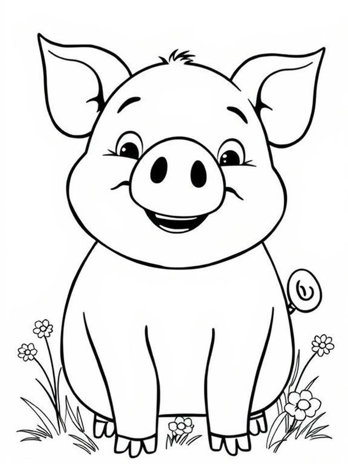 Bức vẽ con heo dùng cho tô màu