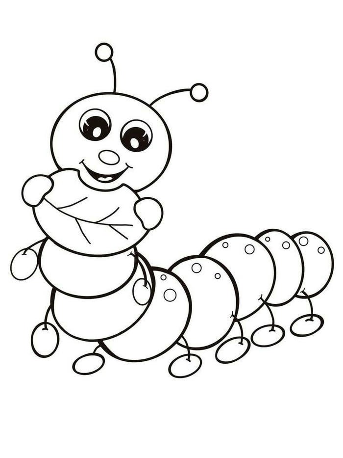 Bức vẽ tô màu con sâu hình minh họa rõ