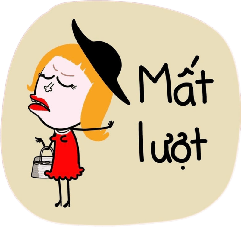 Cái bĩu môi quá đà trong nhãn dán bựa hài hước