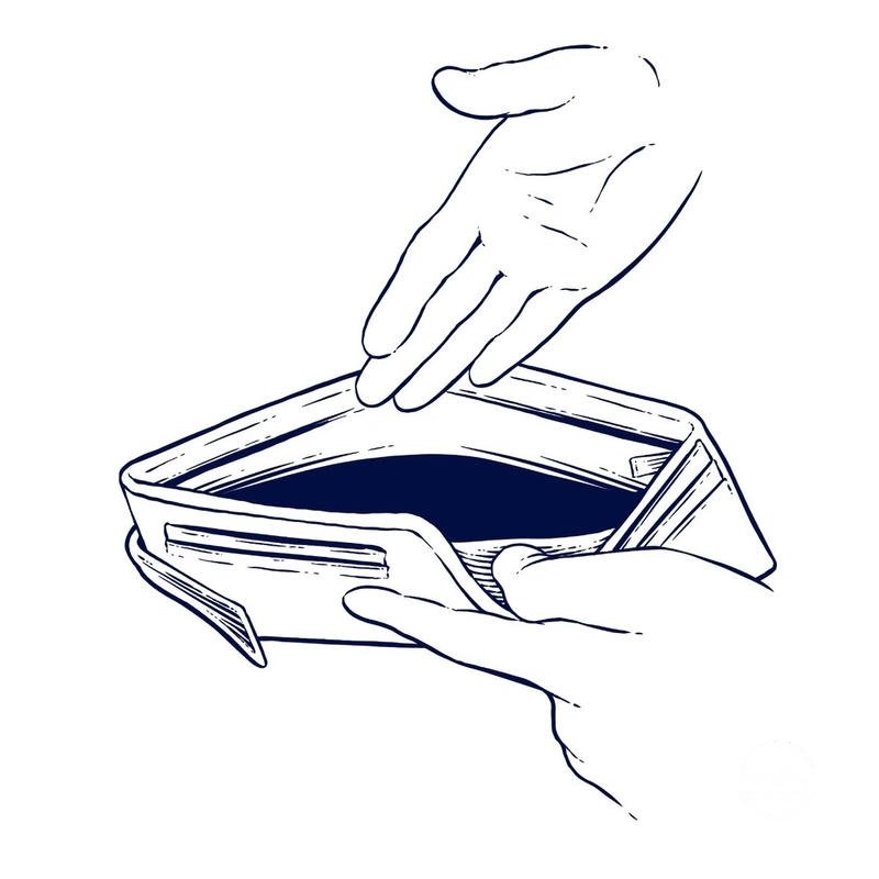 Cảnh bóp không tiền mang tính giải trí ví rỗng meme