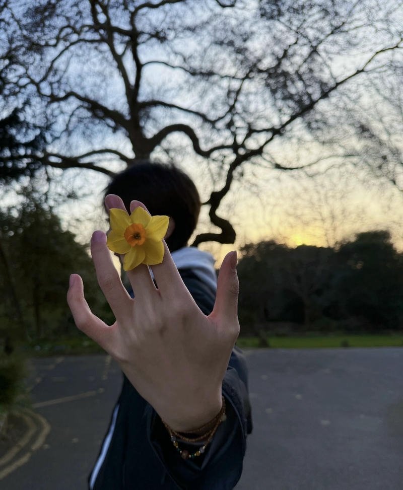 Chàng trai đứng ngoài trời che mặt đầy bí ẩn