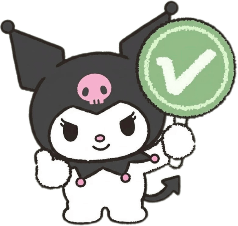 Chi tiết đầu lâu nhỏ nổi bật trên nhãn dán Kuromi