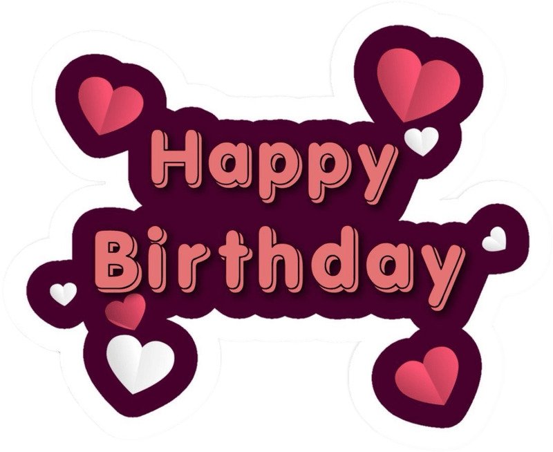 Chữ Happy Birthday nổi bật trên sticker sinh nhật