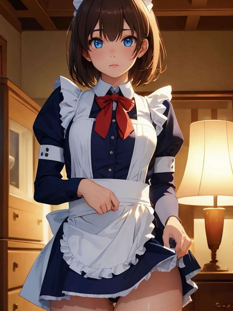 Cô gái anime phục vụ với váy hầu gái trong ảnh anime hầu gái