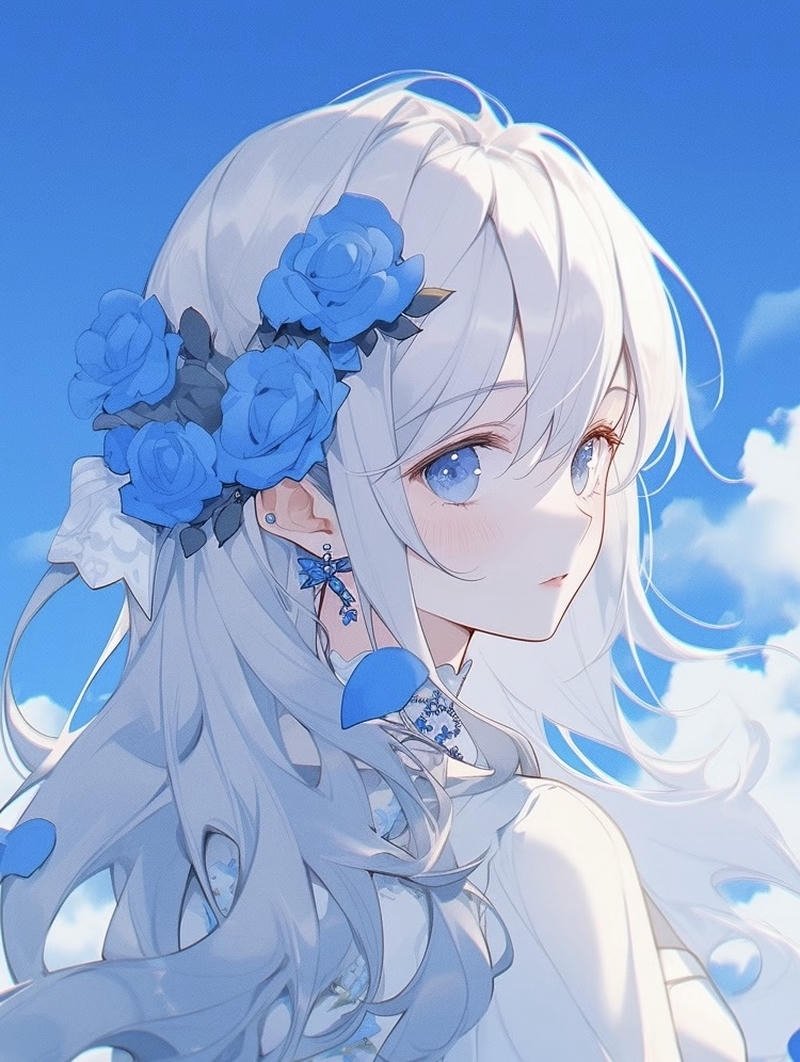 Cô gái anime tạo dáng đáng yêu trong khung cảnh nhẹ nhàng