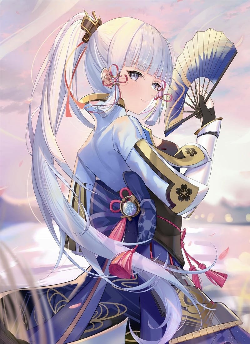 Cô nàng anime với mái tóc bay trong gió nhẹ