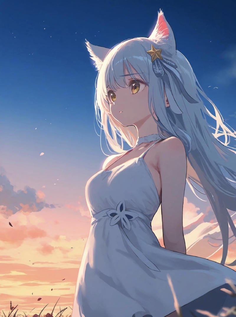 Hình ảnh anime nữ cô gái tóc dài với đôi mắt sáng