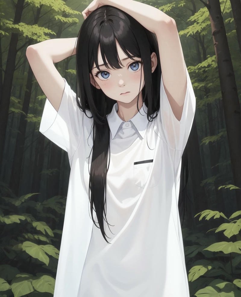 Hình ảnh anime nữ cô gái tóc nâu dài với đôi mắt to